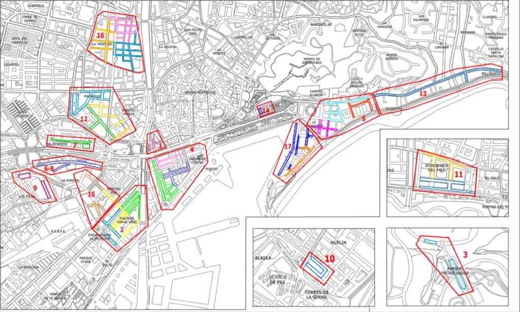 Mapa de la zona azul de Málaga por zonas